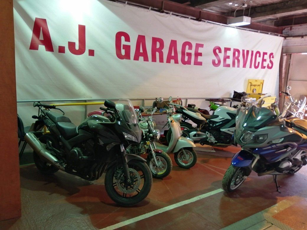 Motorcycles in the AJ bike bay