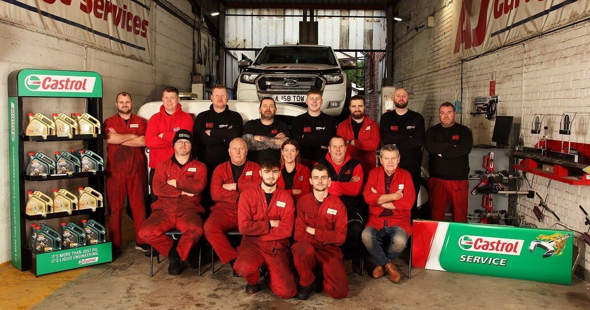 The AJ Garage Services team in the workshop